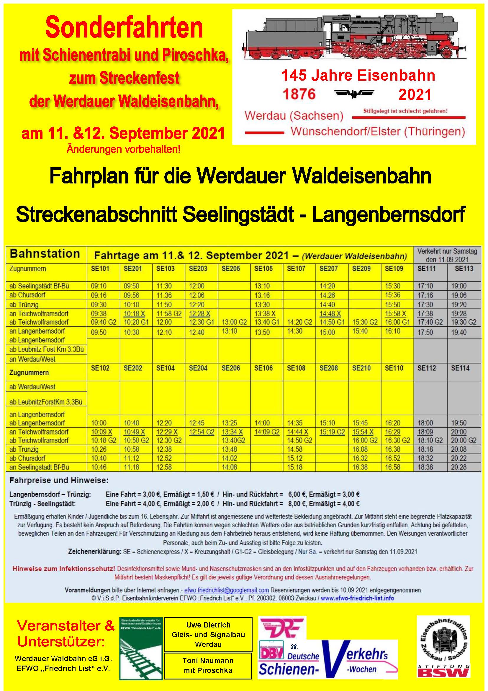 EFWO Sonderfahrplan Werdauer Waldbahn 11.12.09.2021Neu